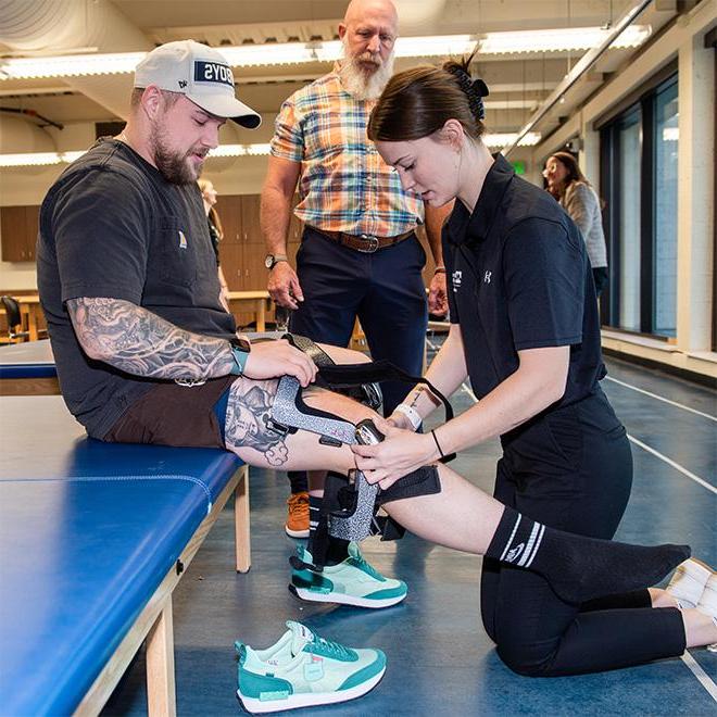 Students working in the Athletic Training Clinic